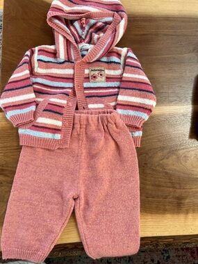Cherokee Pink Striped Hooded Knit Matching Set